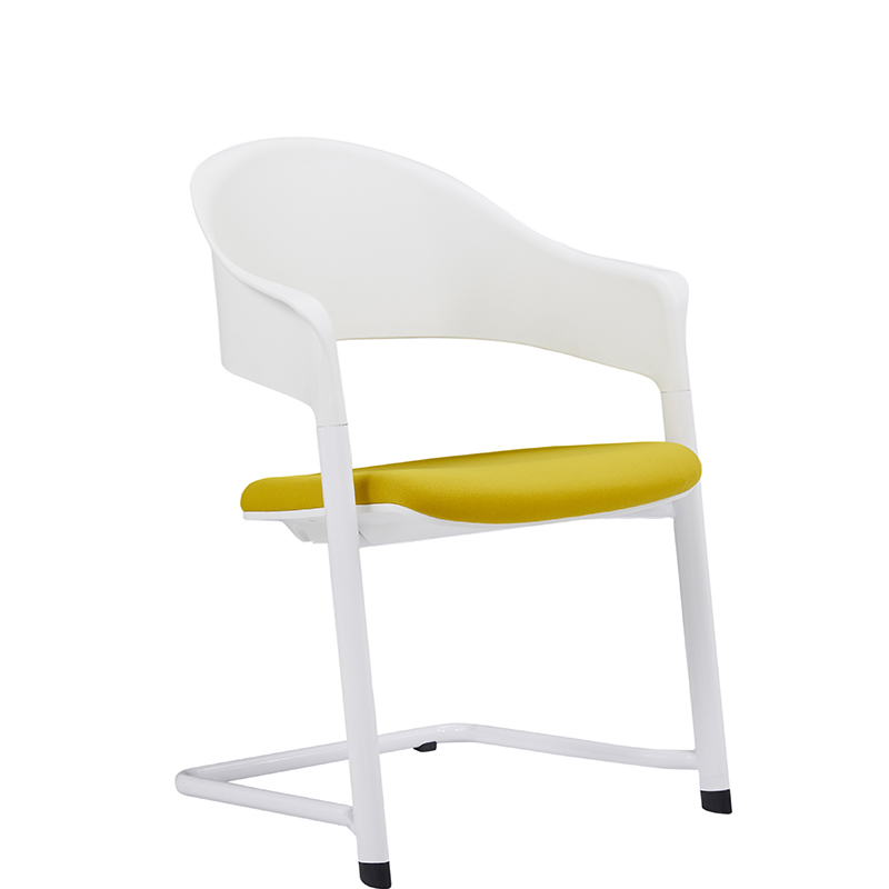 TC-630 folding stackable training chair with one-piece red plastic seat and back, metal frame – wholesale from China Foshan factory.