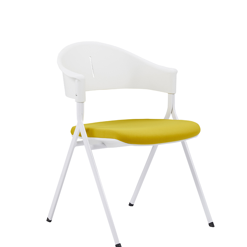TC-630 folding stackable training chair with one-piece red plastic seat and back, metal frame – wholesale from China Foshan factory.