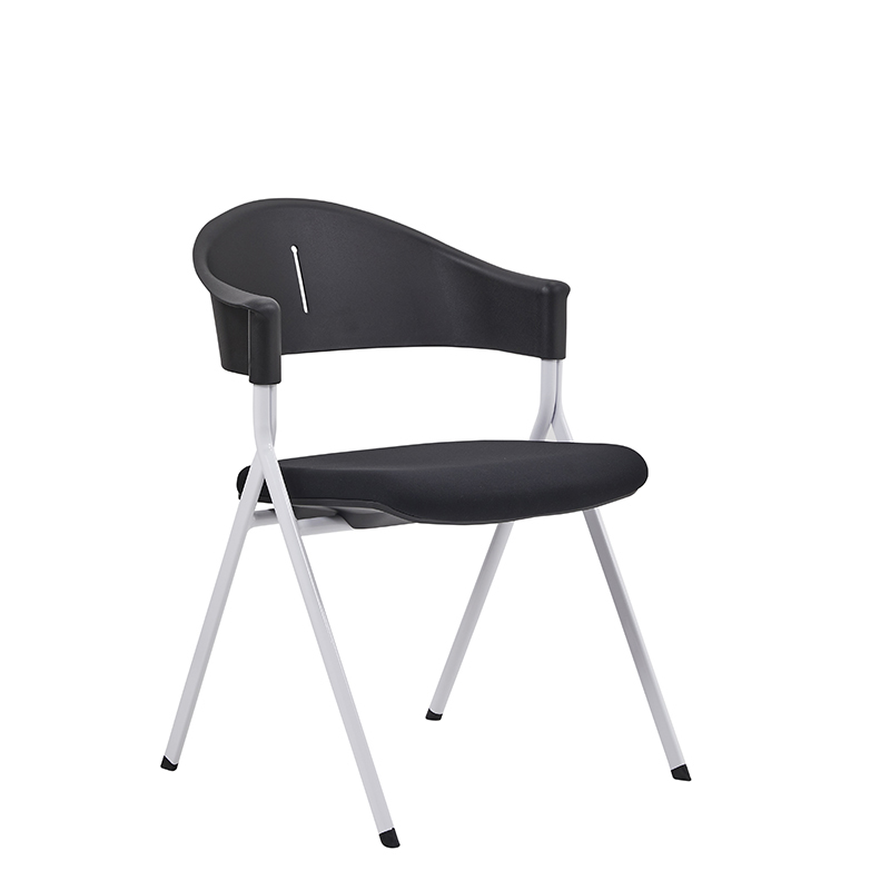 TC-630 folding stackable training chair with one-piece red plastic seat and back, metal frame – wholesale from China Foshan factory.
