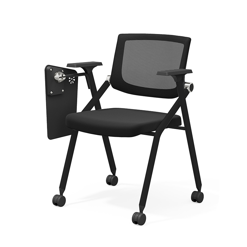 TC-843 Mobile Folding Training Chair – Ergonomic Mesh Back with Foldable Seat, Optional Writing Tablet and Casters - Image 3