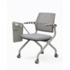 TC-937 mobile folding training chair with black mesh back, padded seat, fixed armrests, casters, and optional writing tablet – wholesale from China Foshan factory.