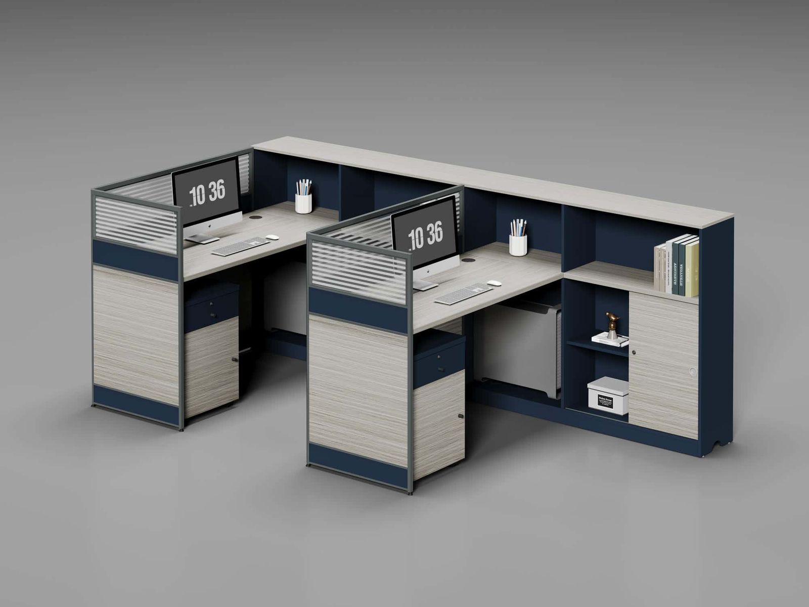 C20-1514 Modular Office Workstation Partition Desk whitebg 3 - Ergovari