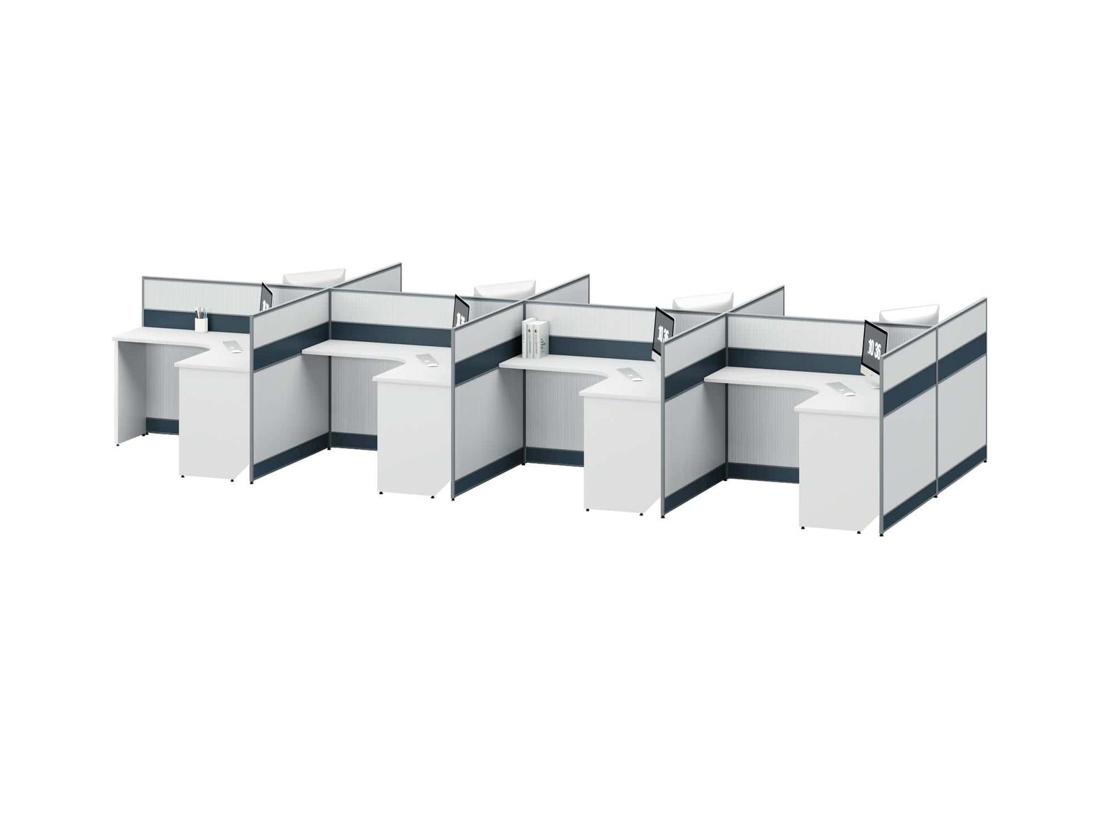 C20H Modular Office Workstation Partition Desk - Curved Desk gallery - Ergovari