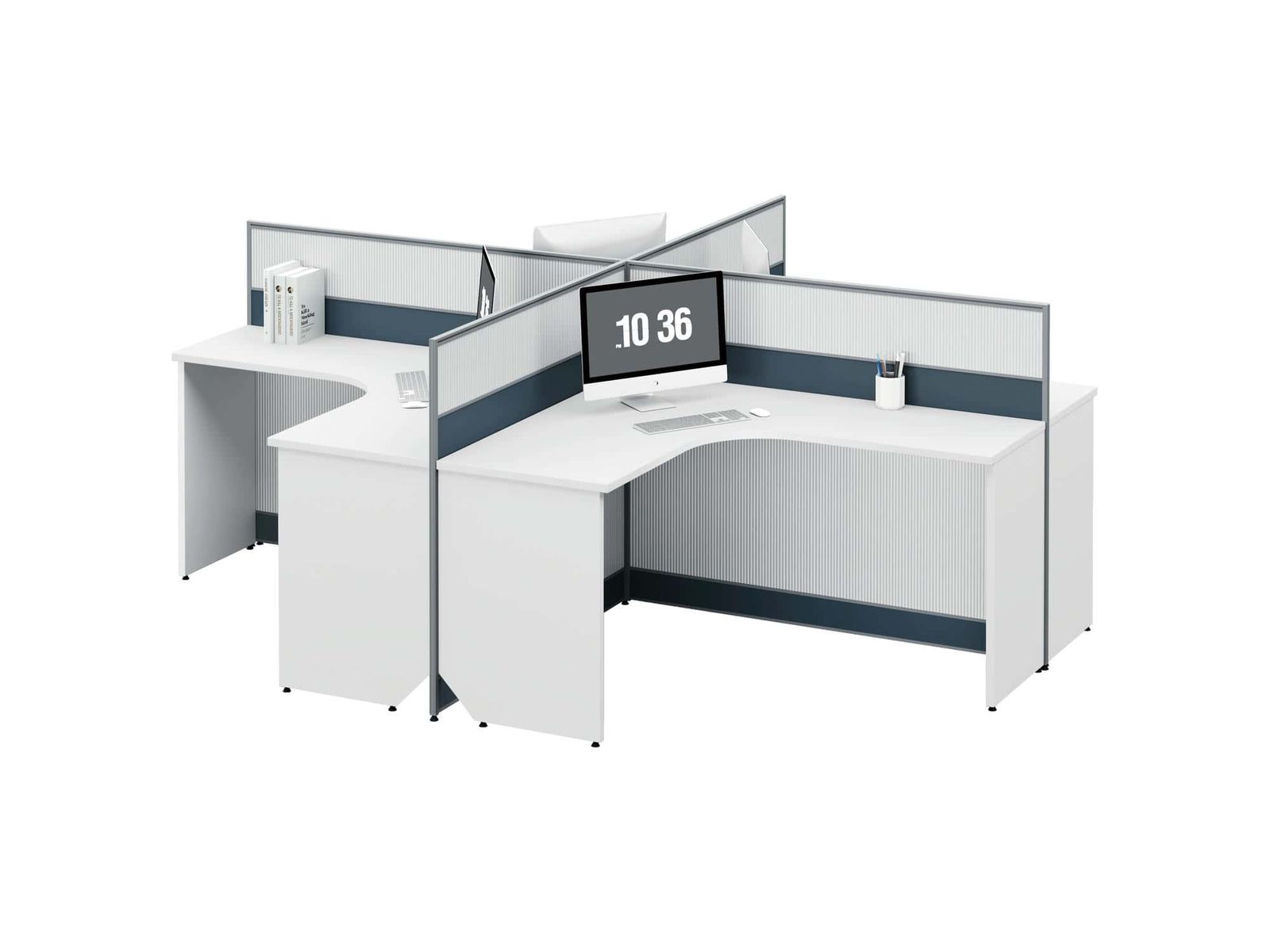 C20H Modular Office Workstation Partition Desk - Curved Desk gallery - Ergovari