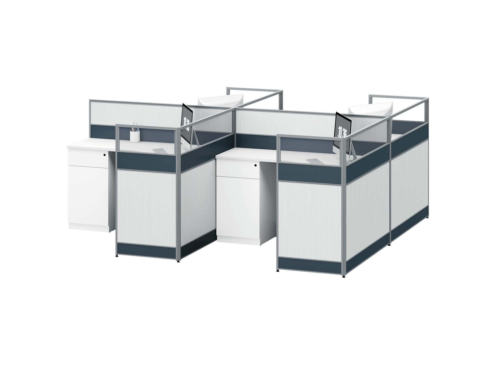 C20H Modular Office Workstation Partition Desk - Curved Desk gallery - Ergovari