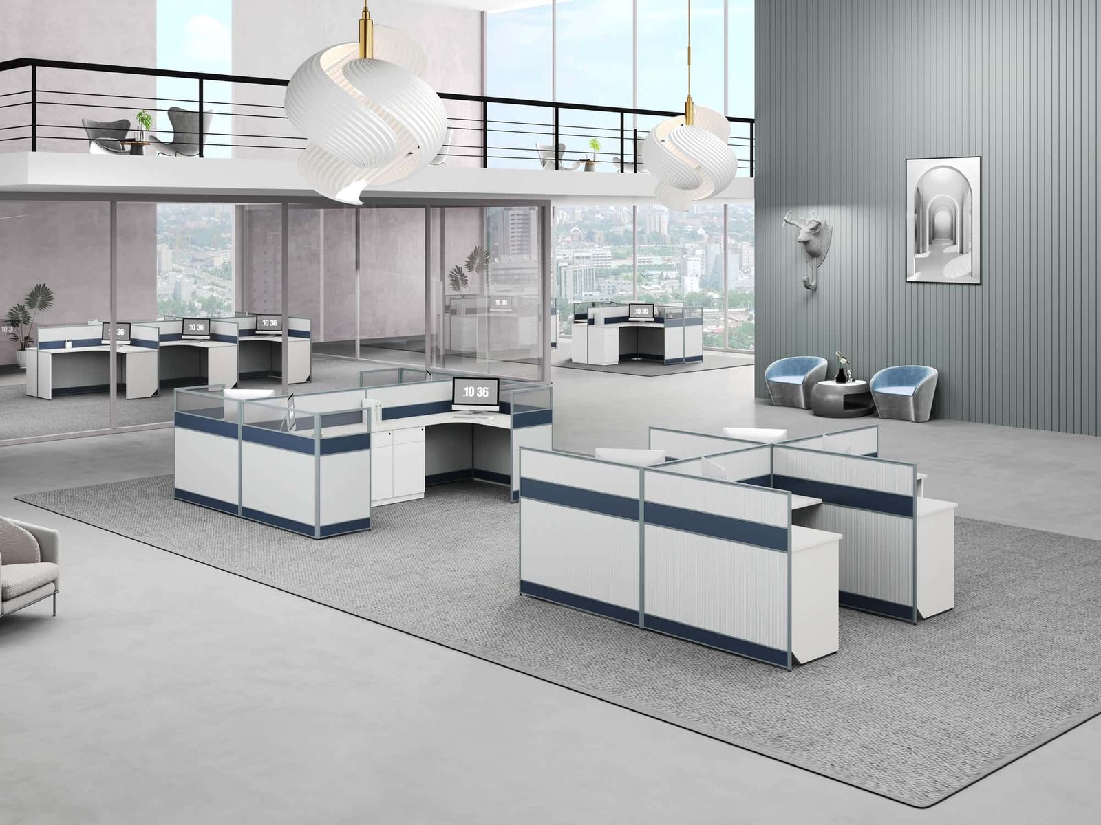 C20H Modular Office Workstation Partition Desk scene 8 - Ergovari