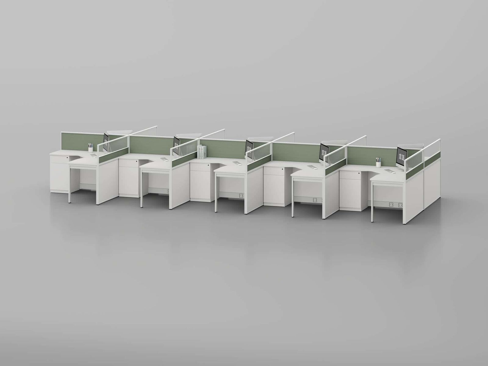 C30 Modular Office Workstation Partition Desk - Curved Desk gallery - Ergovari