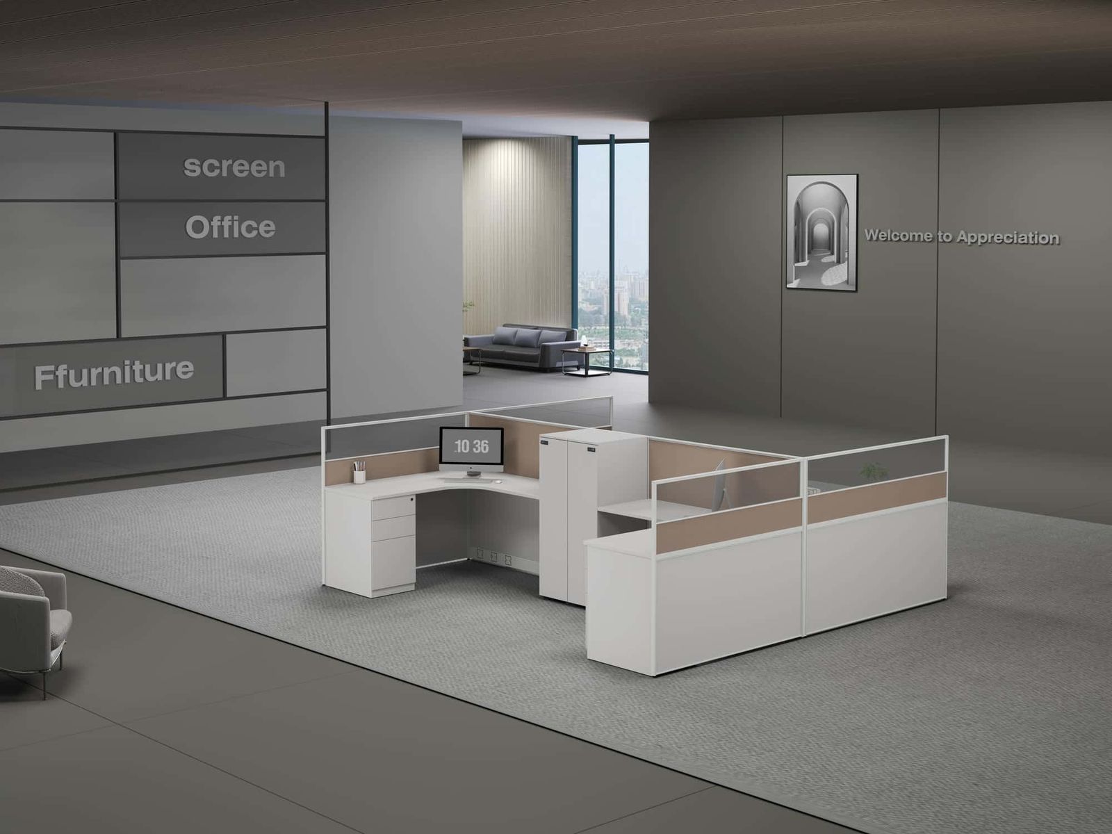 C3060A Modular Office Workstation Partition Desk scene 1