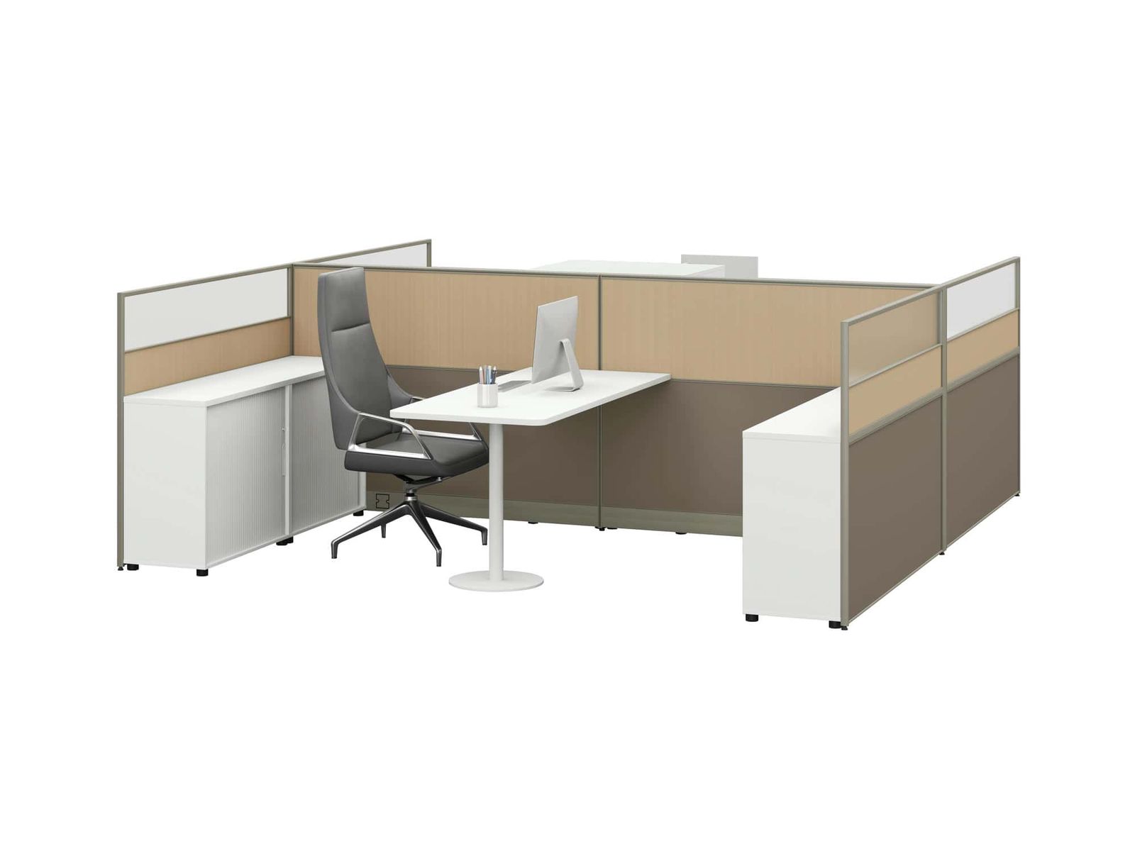 C3060E Project Partition Workstation Combination - ABI Brown gallery - Ergovari