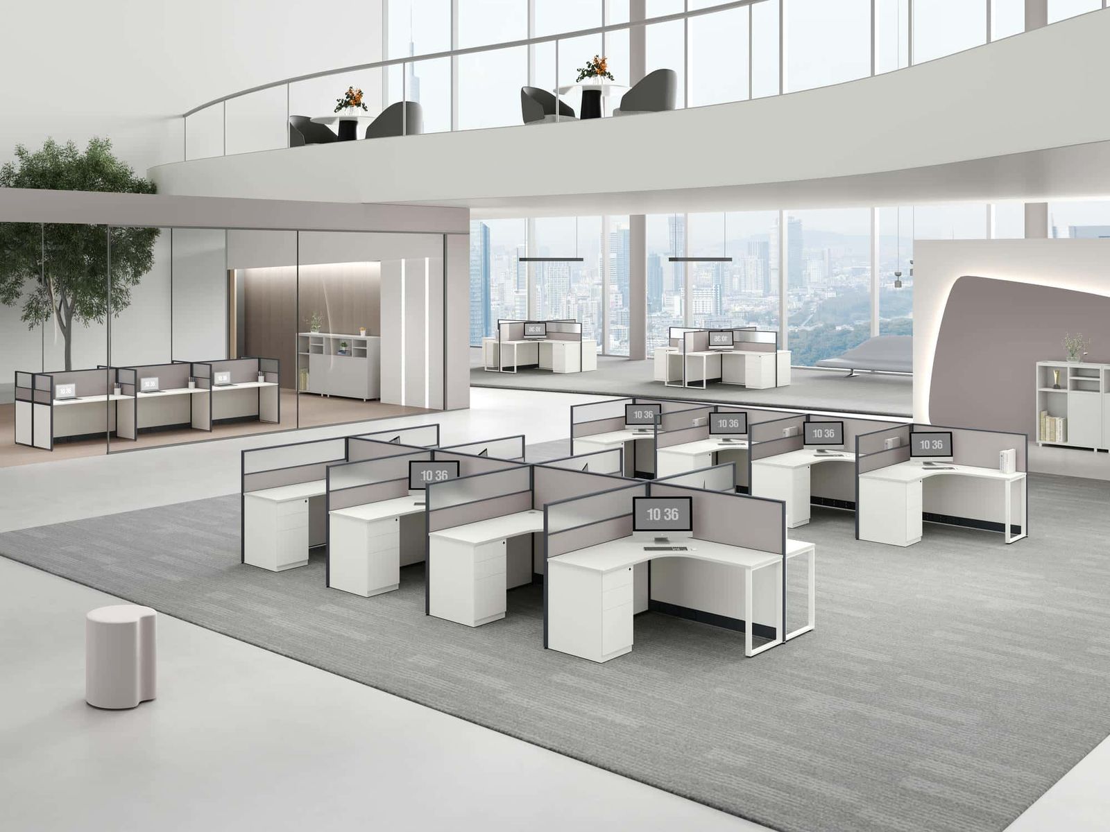 C40 Project Partition Workstation Combination - Rounded Corner scene 3