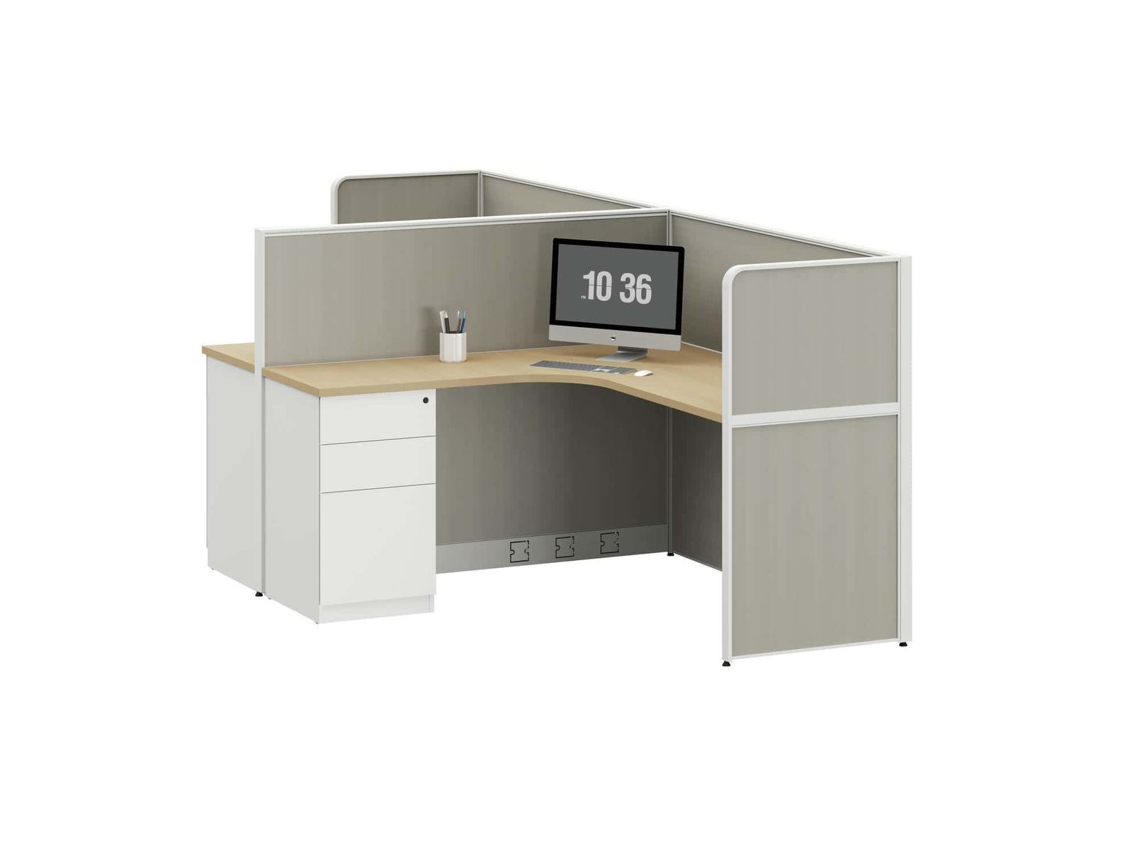 C40 Project Partition Workstation Combination - Rounded Corner gallery - Ergovari