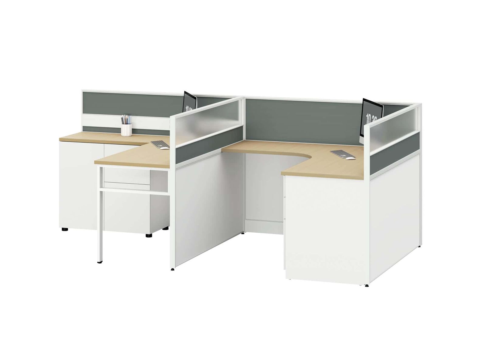 C40C Project Partition Workstation Combination - Fashion White gallery - Ergovari