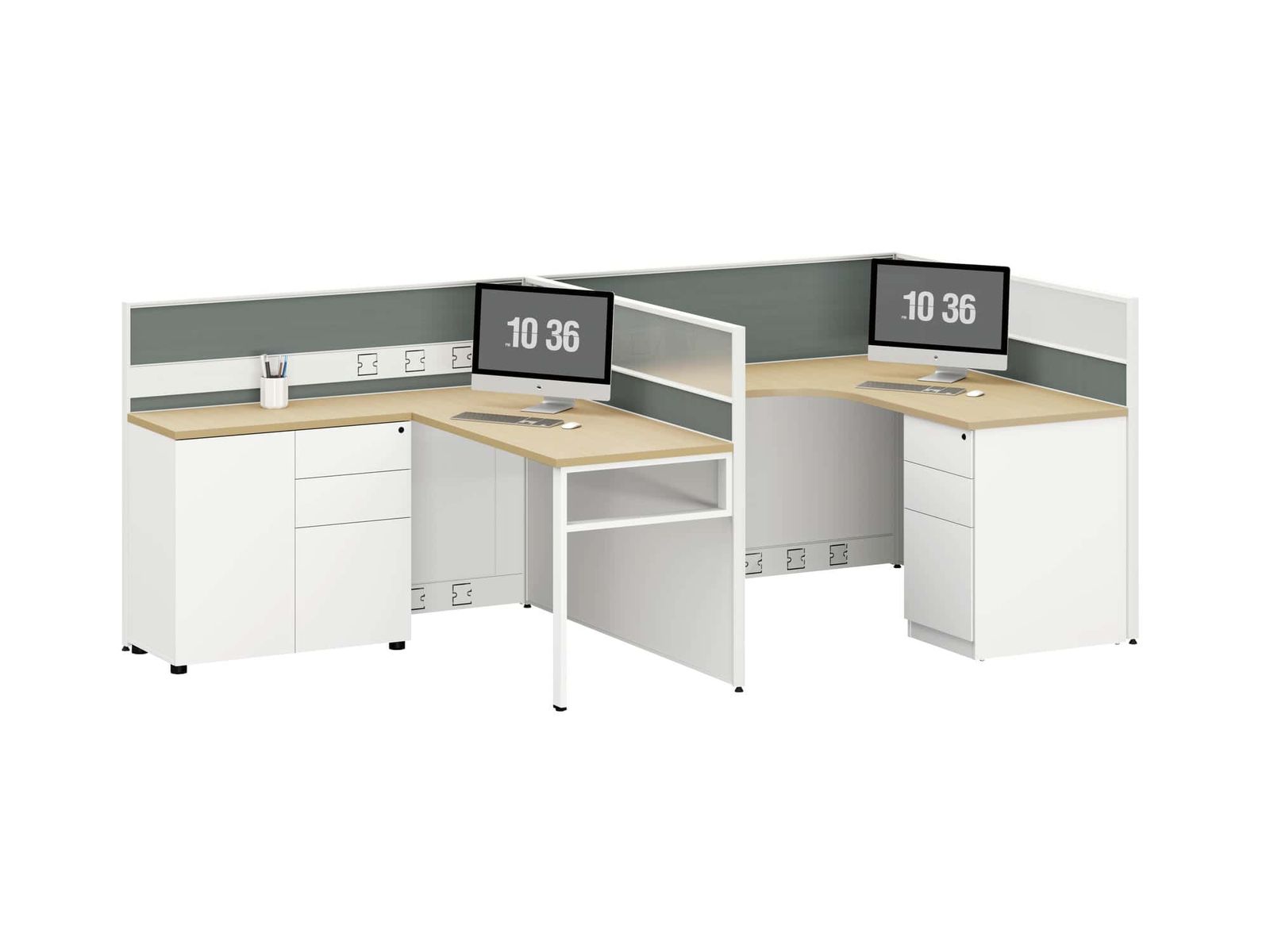 C40C Project Partition Workstation Combination - Fashion White gallery - Ergovari