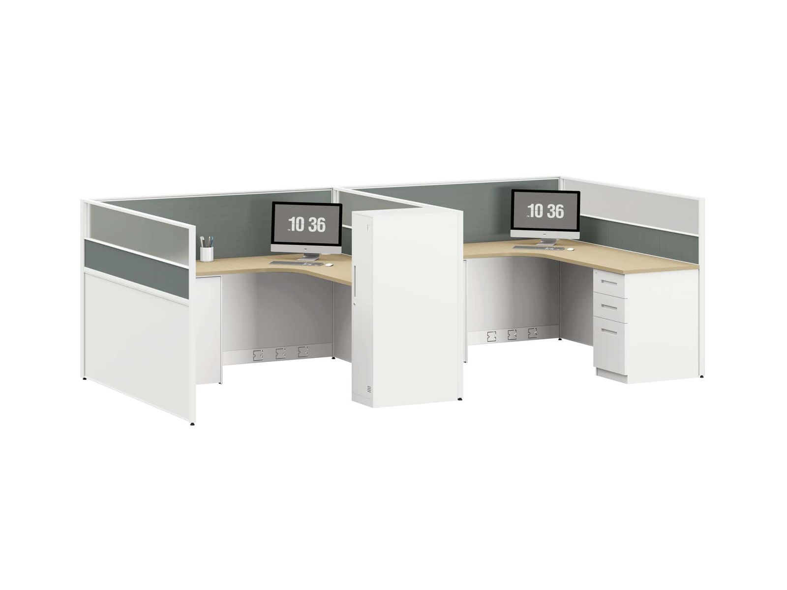 C40C Project Partition Workstation Combination - Fashion White gallery - Ergovari