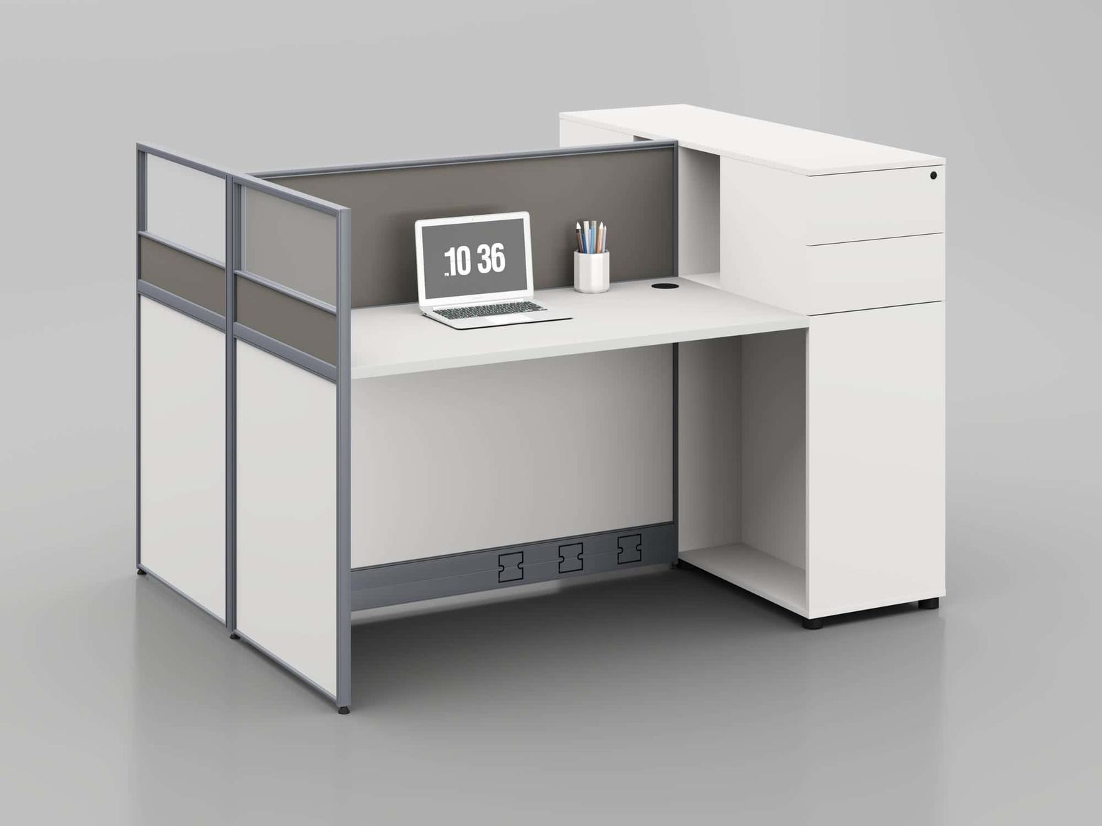D10 Modular Office Workstation Partition Desk - Oxidized Grey whitebg 14 - Ergovari