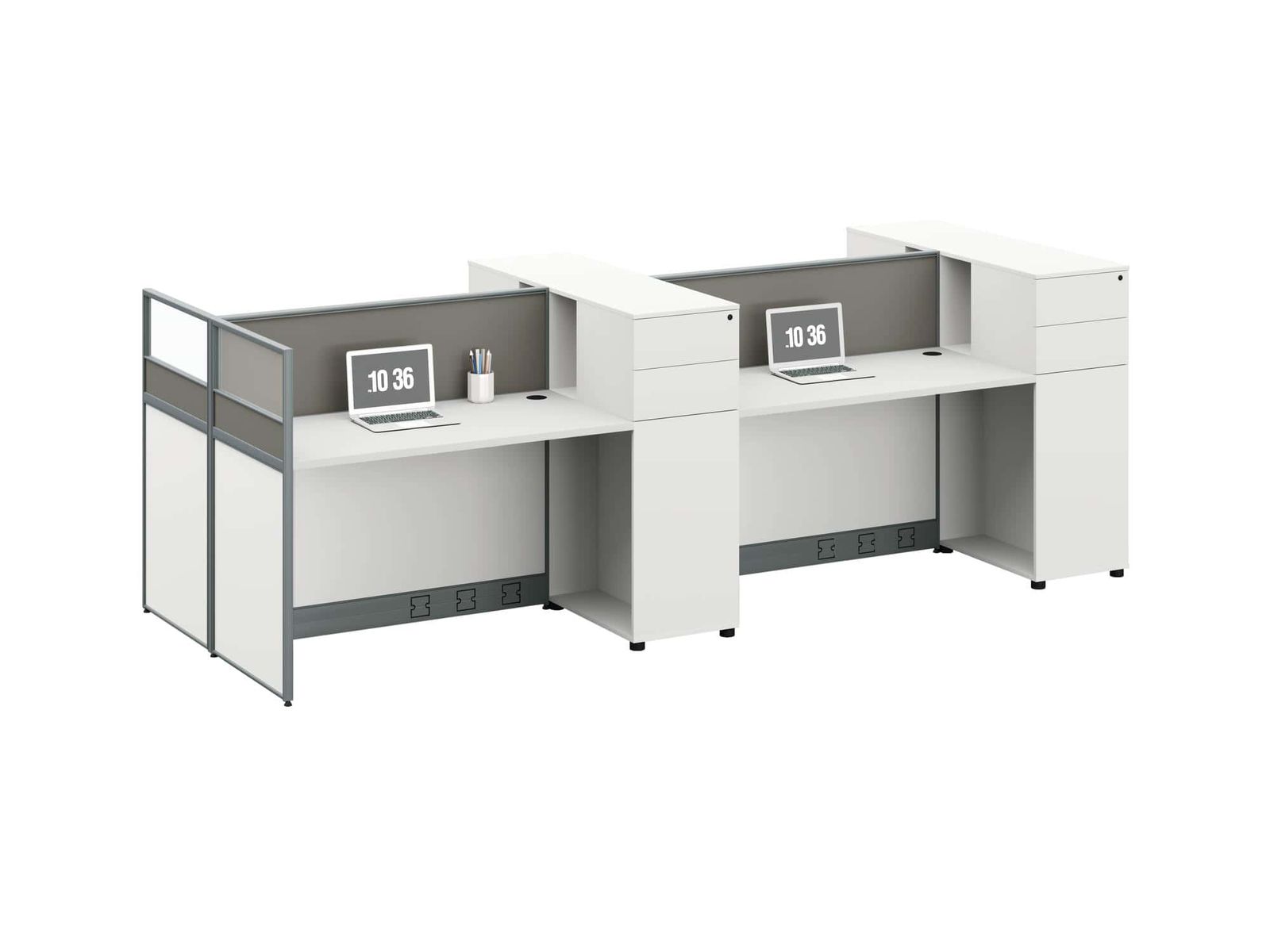 D10 Modular Office Workstation Partition Desk - Oxidized Grey whitebg 17 - Ergovari