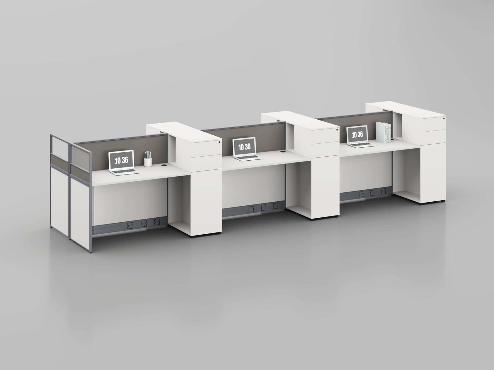 D10 Modular Office Workstation Partition Desk - Oxidized Grey whitebg 18 - Ergovari