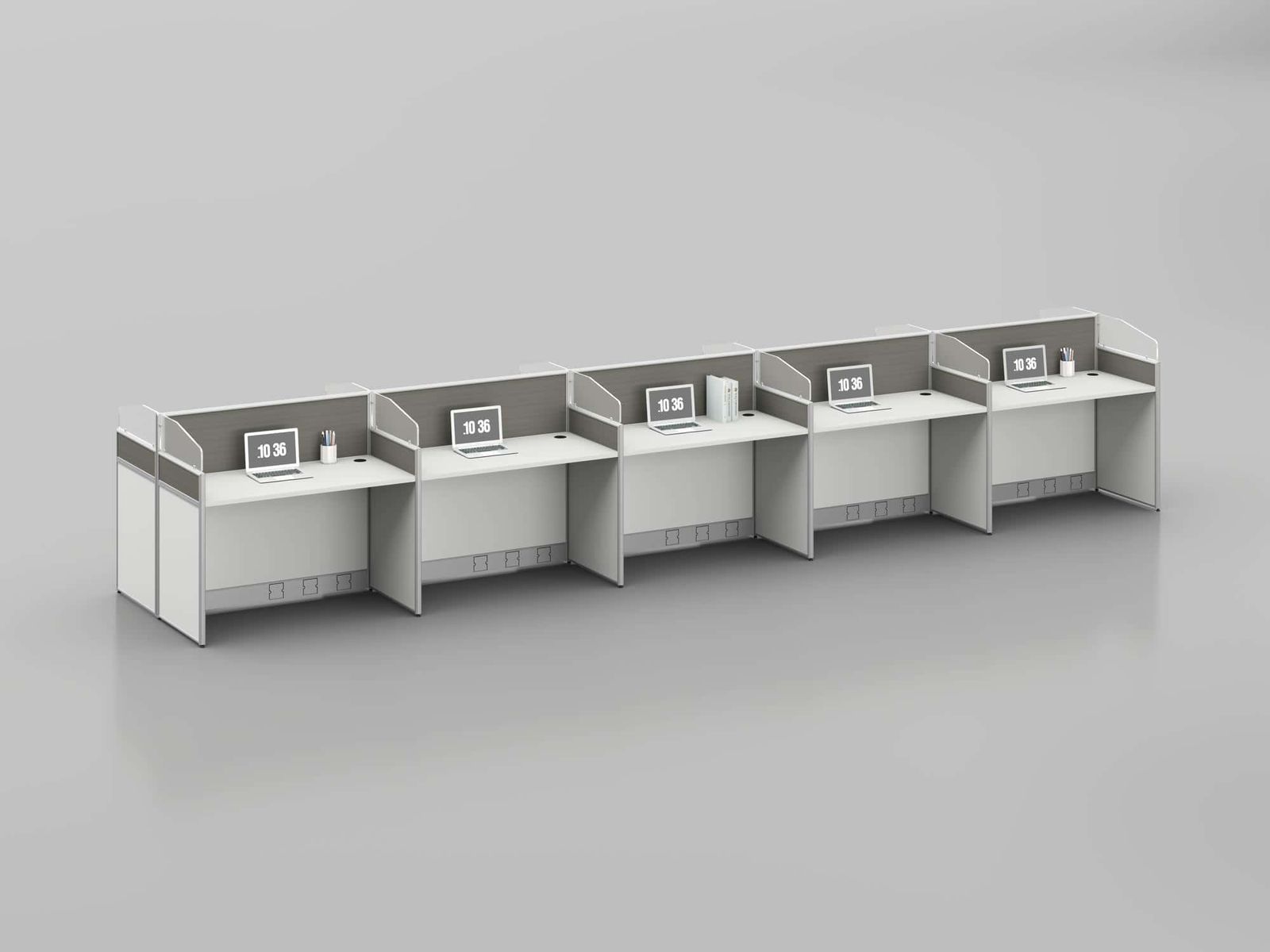 D10 Modular Office Workstation Partition Desk - Oxidized Grey whitebg 19 - Ergovari
