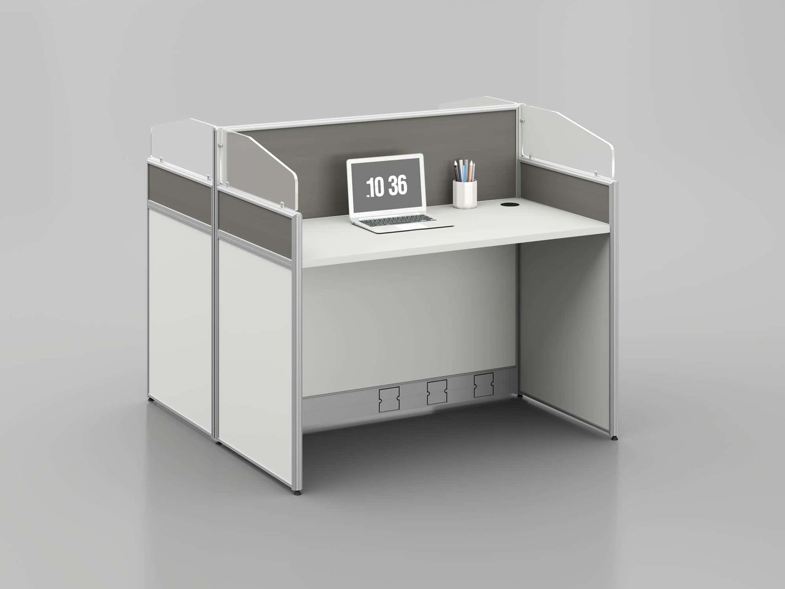 D10 Modular Office Workstation Partition Desk - Oxidized Grey whitebg 20 - Ergovari