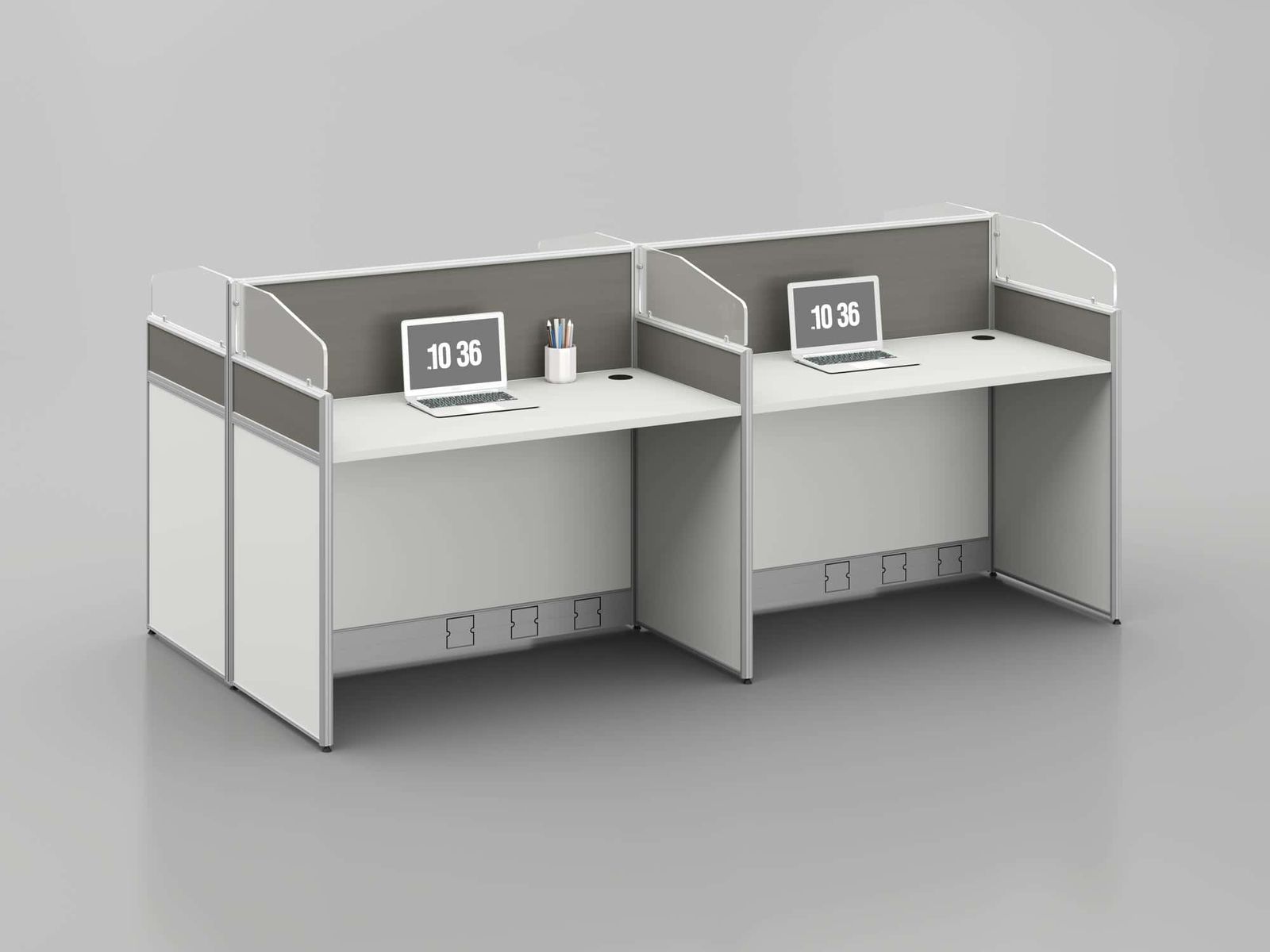 D10 Modular Office Workstation Partition Desk - Oxidized Grey whitebg 21 - Ergovari