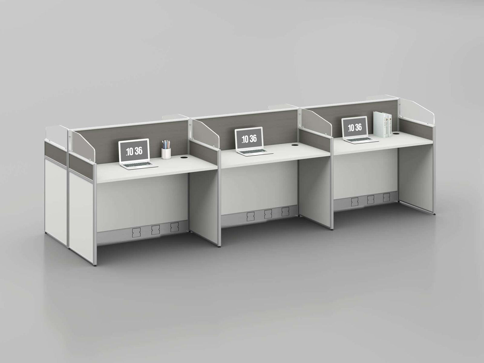 D10 Modular Office Workstation Partition Desk - Oxidized Grey whitebg 24 - Ergovari