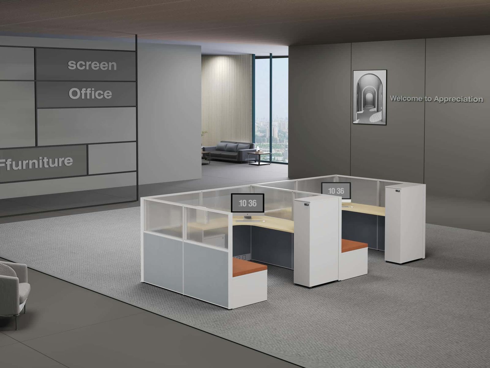 C60 Modular Office Workstation Partition Desk scene 2