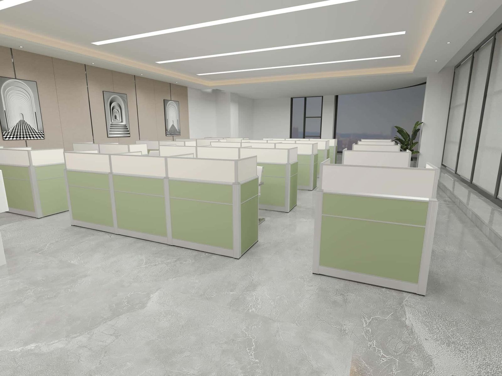 ERA001 Modular Office Workstation Partition Desk - Oxidized Grey scene 5 - Ergovari