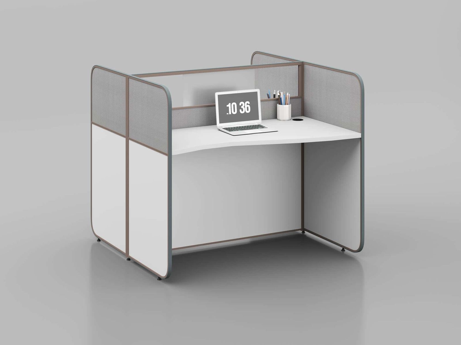 ERA001 Modular Office Workstation Partition Desk - Oxidized Grey whitebg 20 - Ergovari