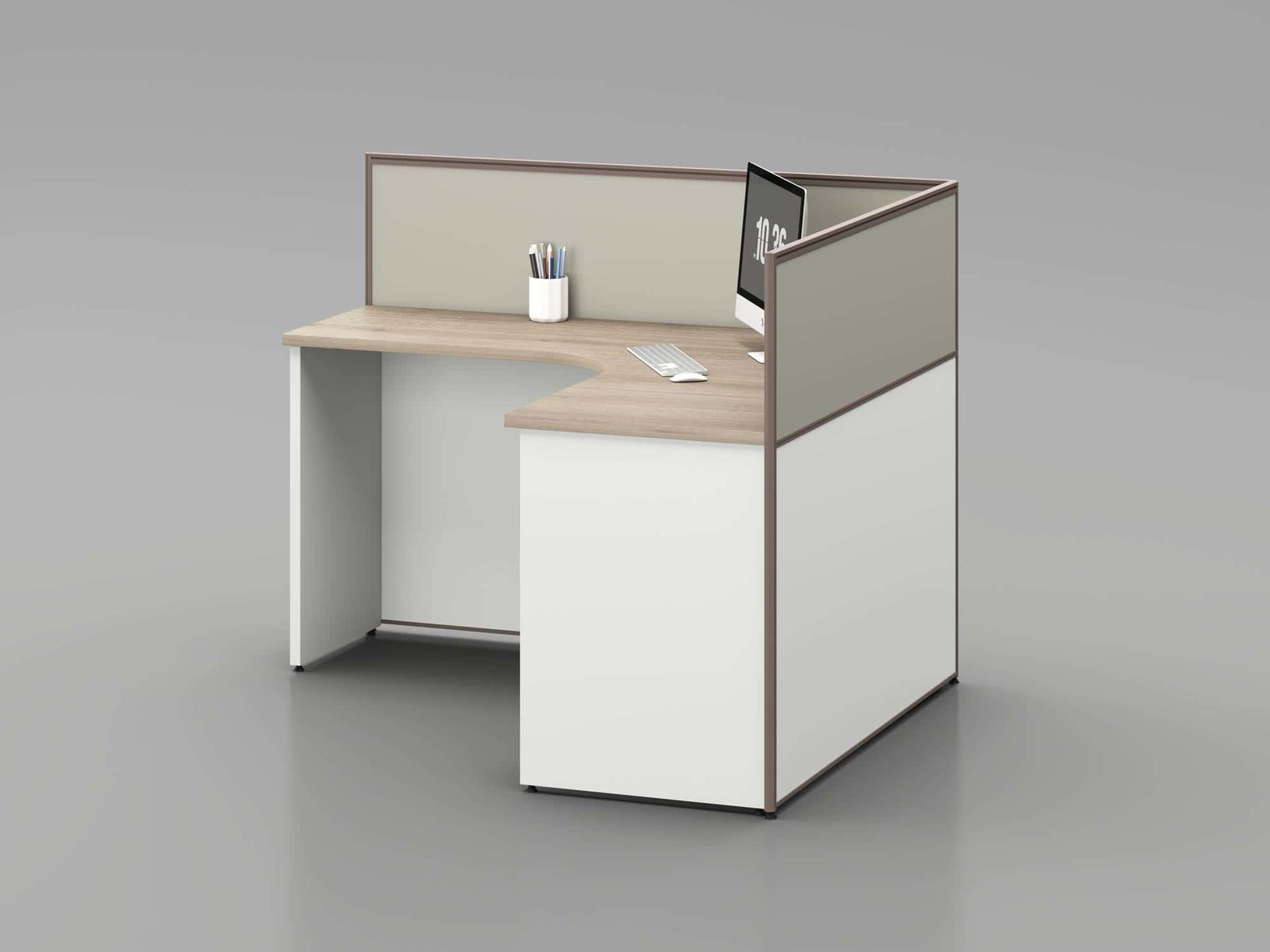 ERA001 Modular Office Workstation Partition Desk - Oxidized Grey whitebg 25 - Ergovari
