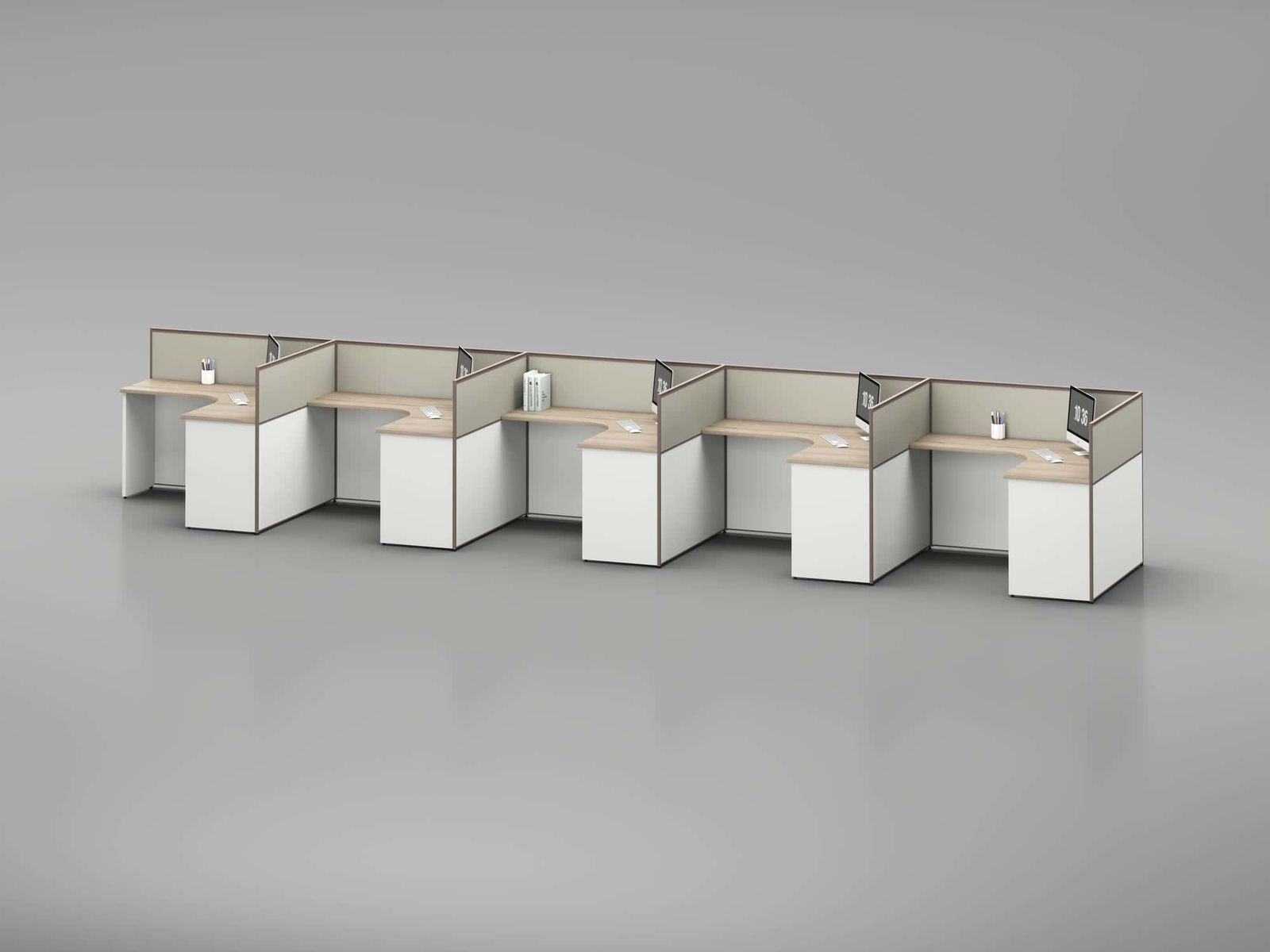 ERA001 Modular Office Workstation Partition Desk - Oxidized Grey whitebg 29 - Ergovari