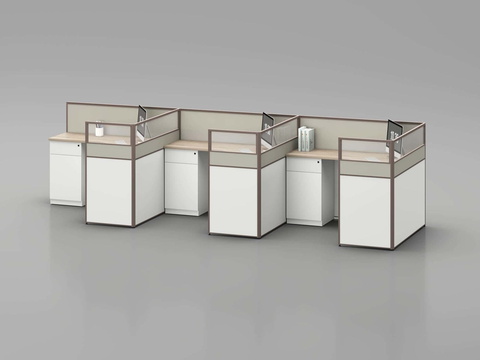 ERA001 Modular Office Workstation Partition Desk - Oxidized Grey whitebg 33 - Ergovari