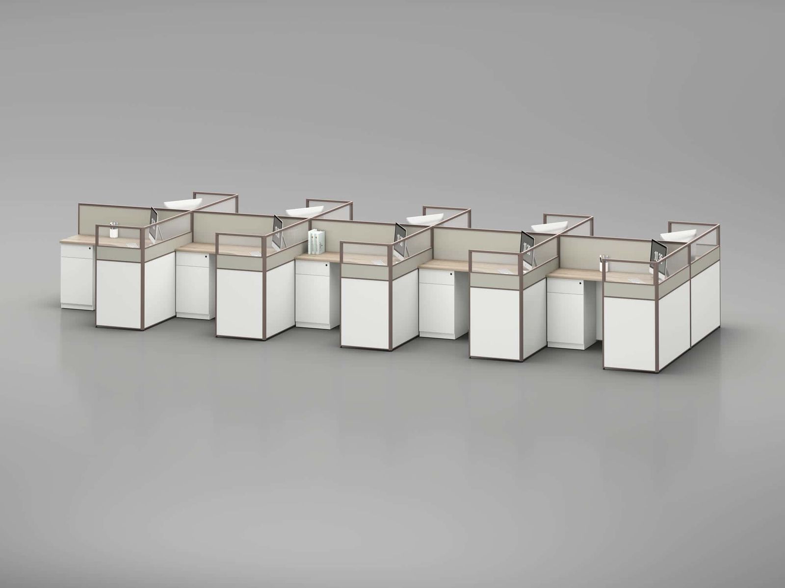 ERA001 Modular Office Workstation Partition Desk - Oxidized Grey whitebg 36 - Ergovari