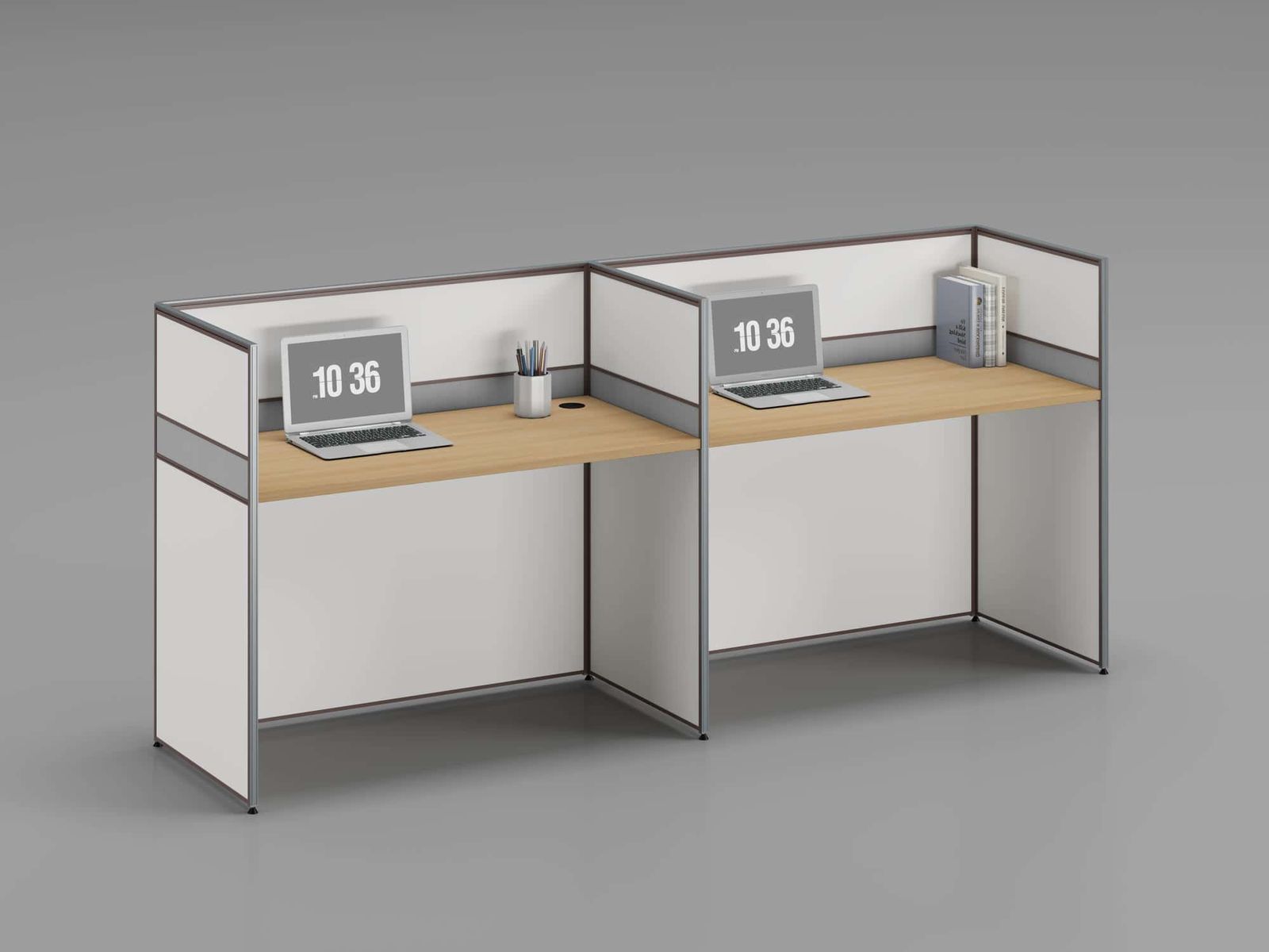P20 Modular Office Workstation Partition Desk whitebg 9 - Ergovari