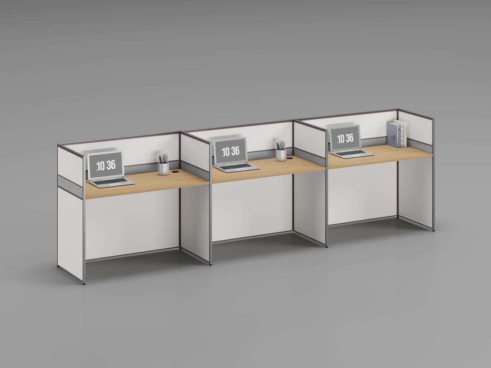 P20 Modular Office Workstation Partition Desk whitebg 10 - Ergovari