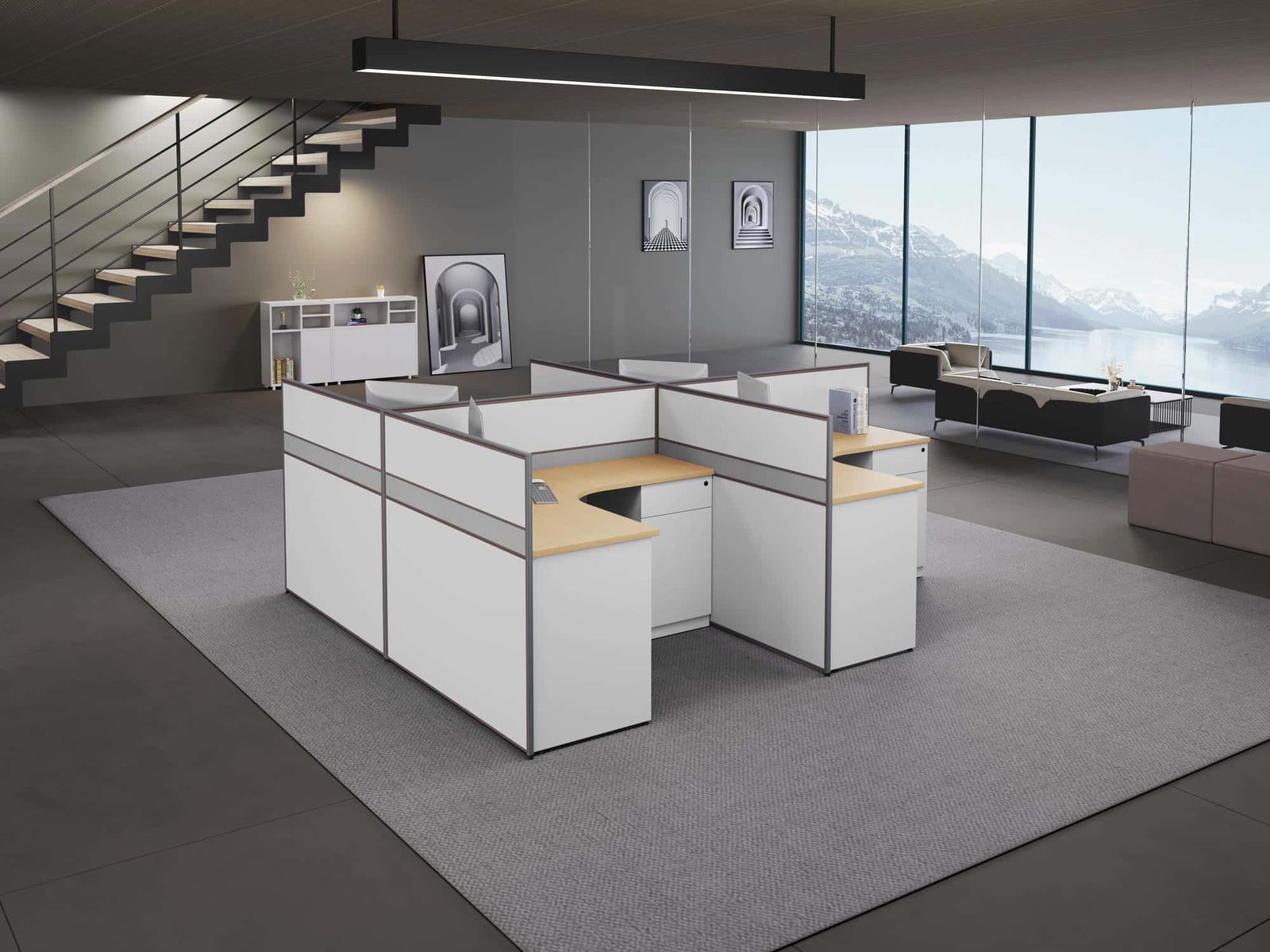 P20A Modular Office Workstation Partition Desk scene 2