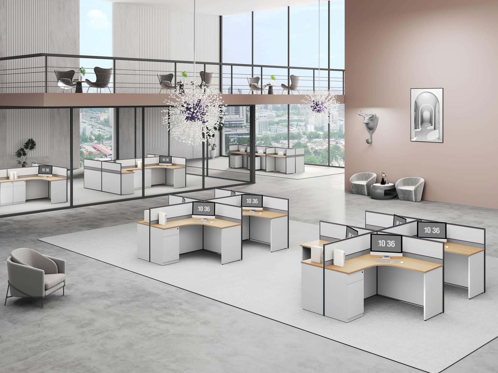 P20A Modular Office Workstation Partition Desk scene 3