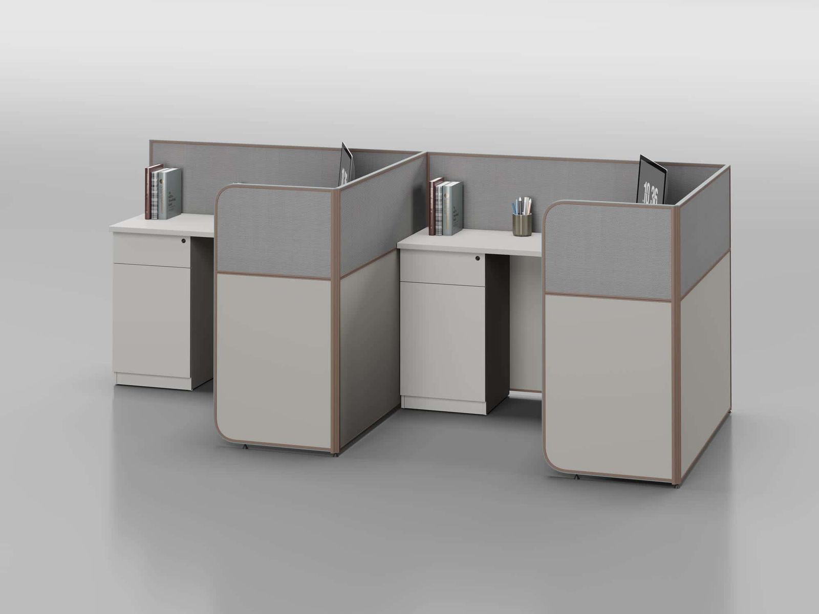 P20B Modular Office Workstation Partition Desk - Curved Desk gallery - Ergovari