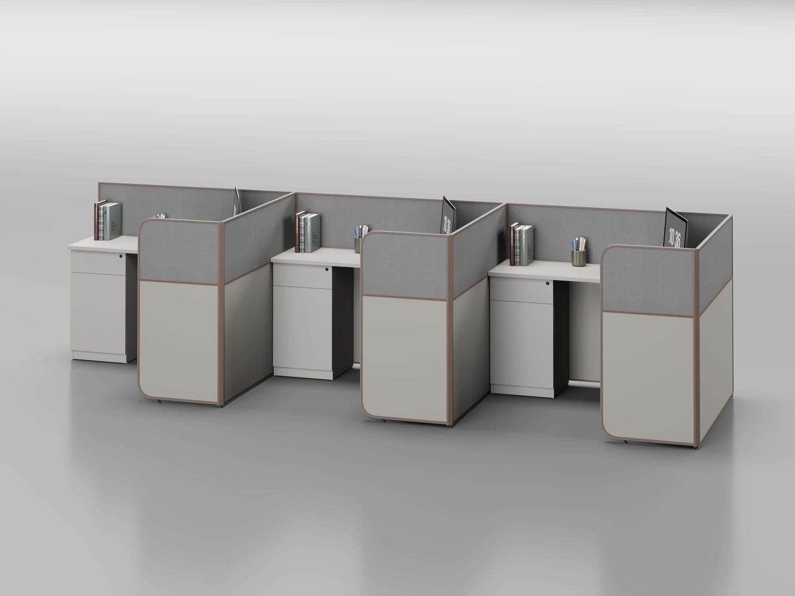 P20B Modular Office Workstation Partition Desk - Curved Desk gallery - Ergovari