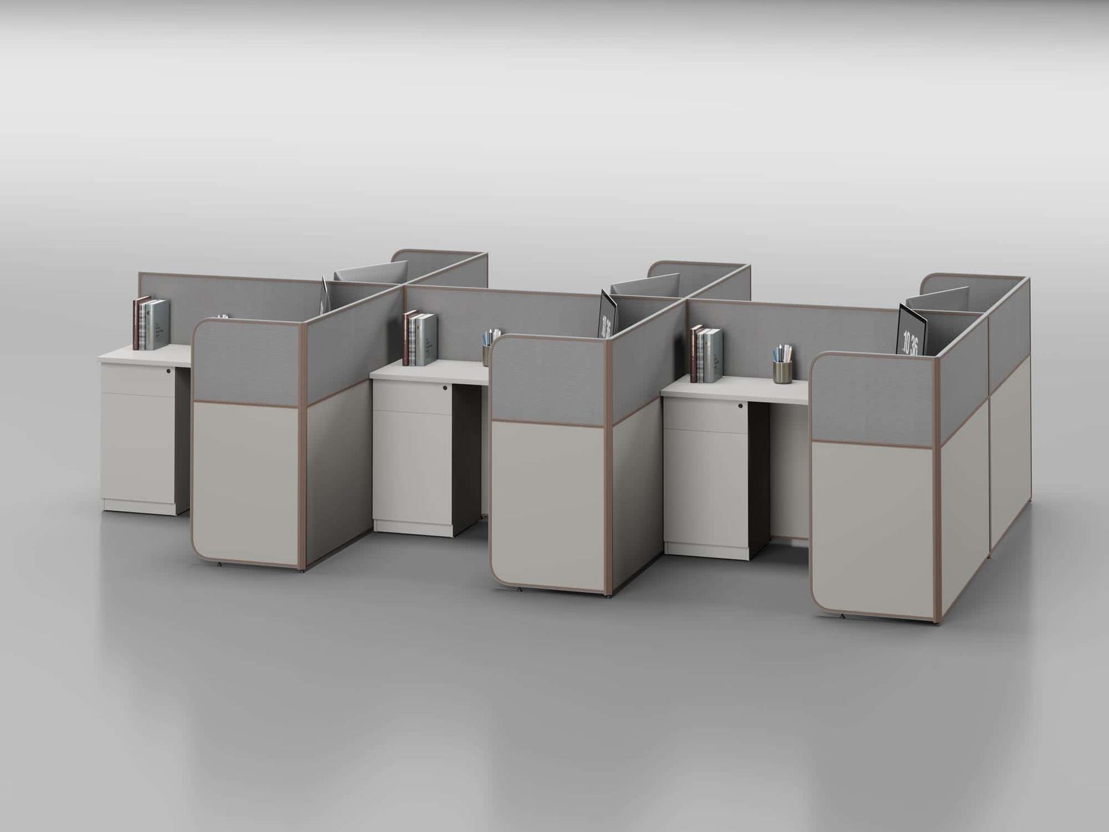 P20B Modular Office Workstation Partition Desk - Curved Desk gallery - Ergovari