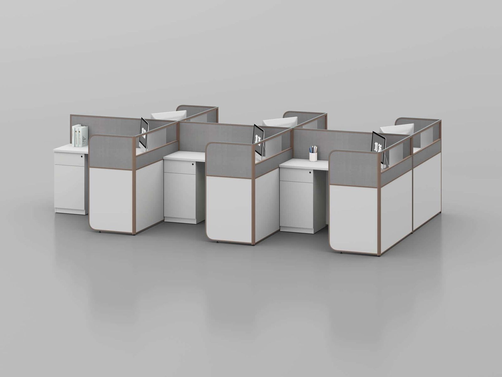 P20B Modular Office Workstation Partition Desk - Curved Desk gallery - Ergovari