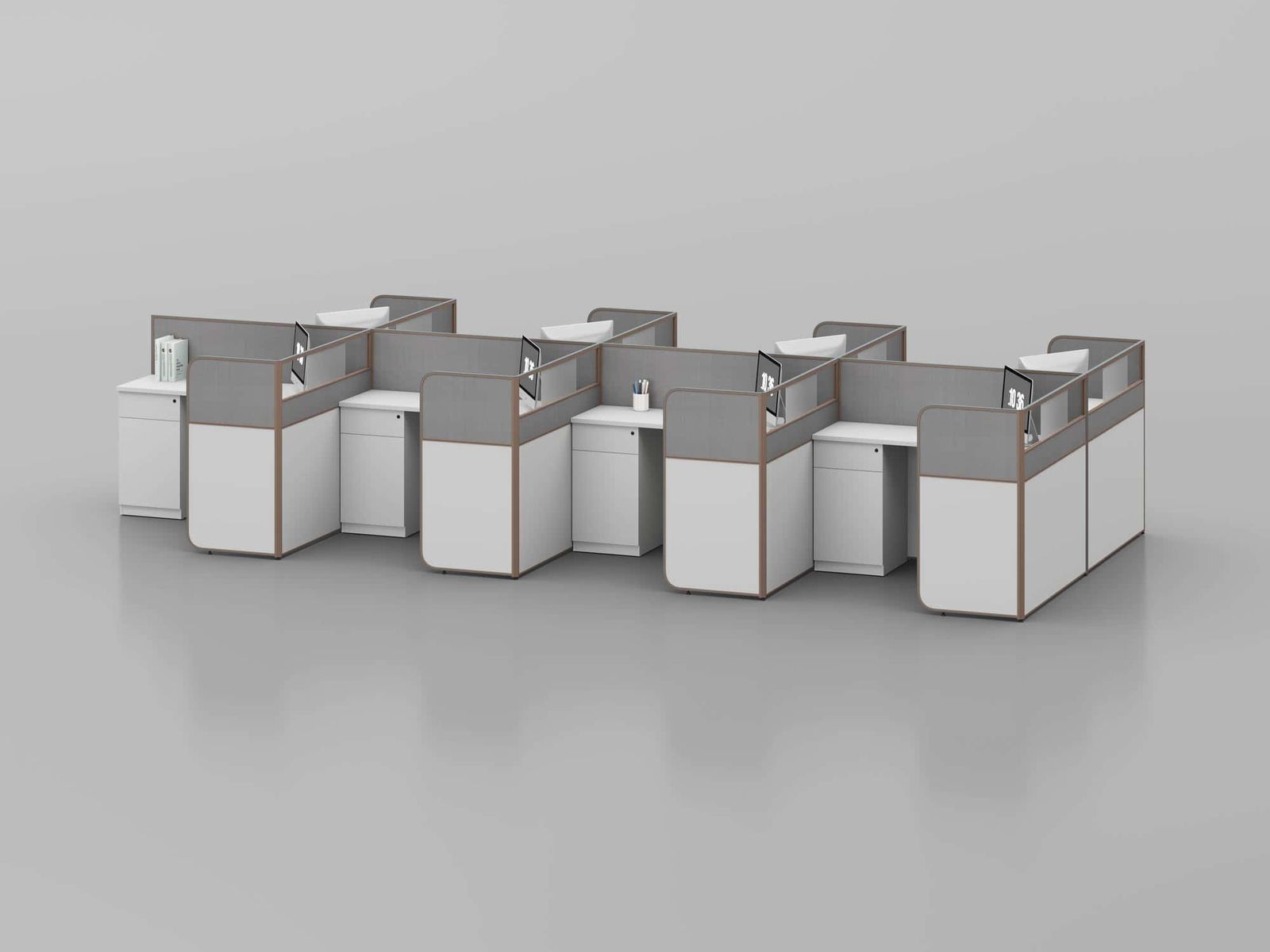 P20B Modular Office Workstation Partition Desk - Curved Desk gallery - Ergovari