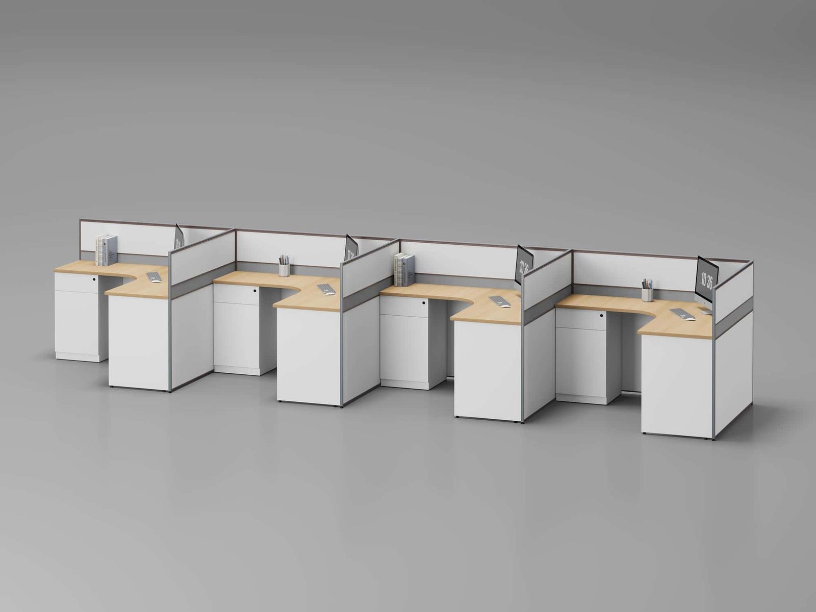 P20F1 Modular Office Workstation Partition Desk whitebg 5 - Ergovari