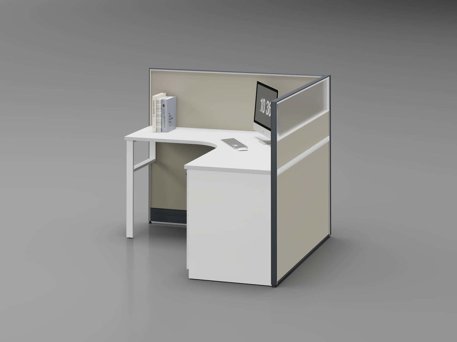 P40 Modular Office Workstation Partition Desk - Curved Desk F gallery - Ergovari