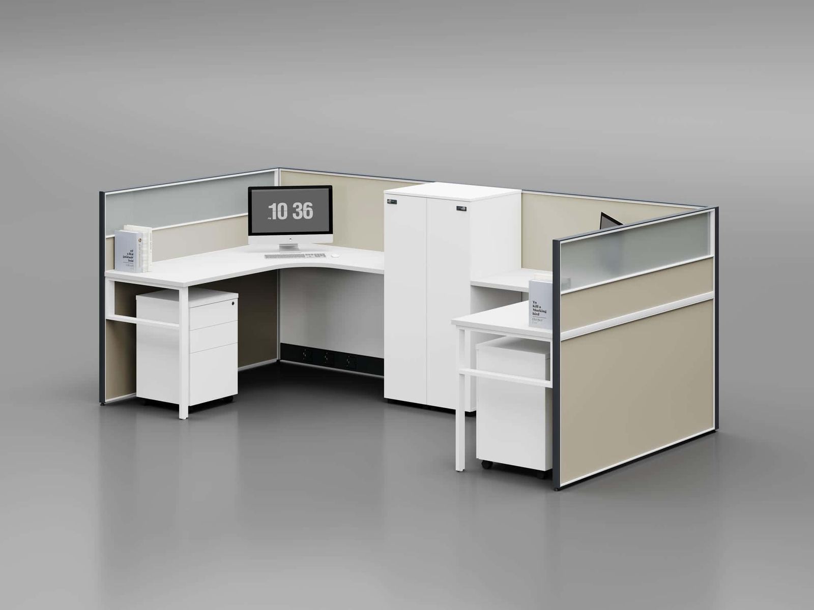 P40 Modular Office Workstation Partition Desk - Curved Desk F gallery - Ergovari