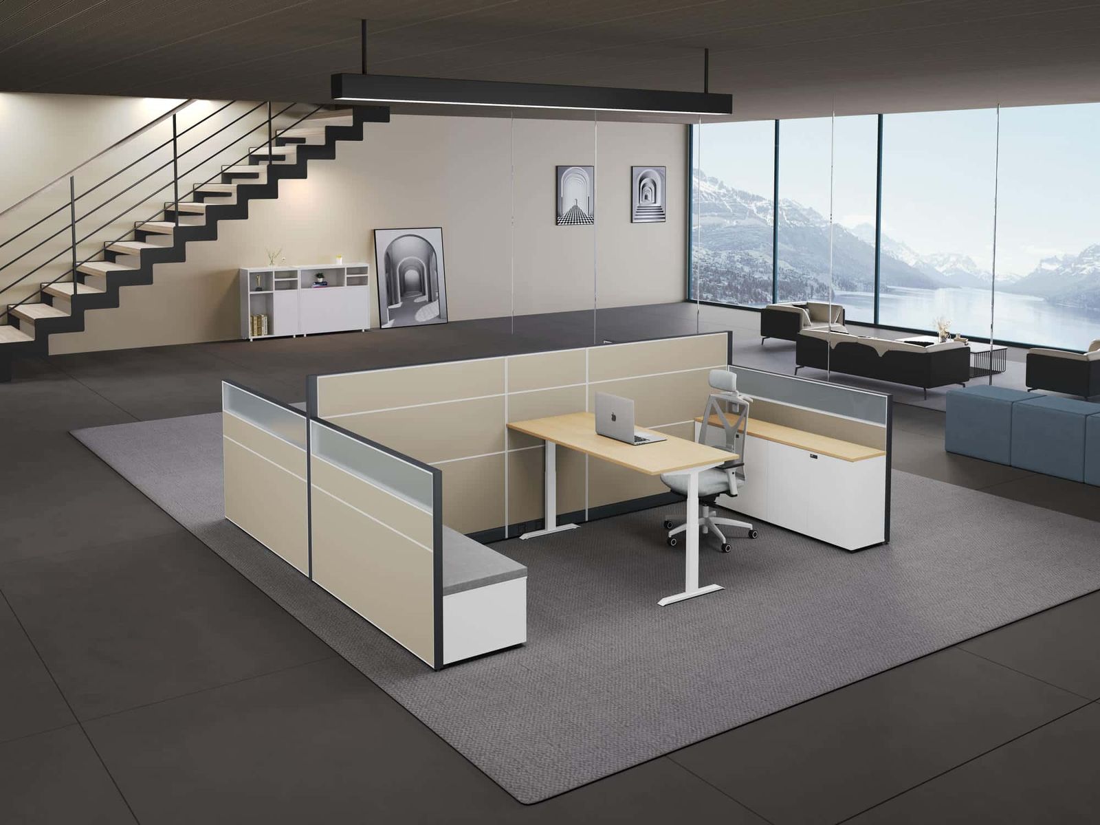 P60 Modular Office Workstation Partition Desk scene 1