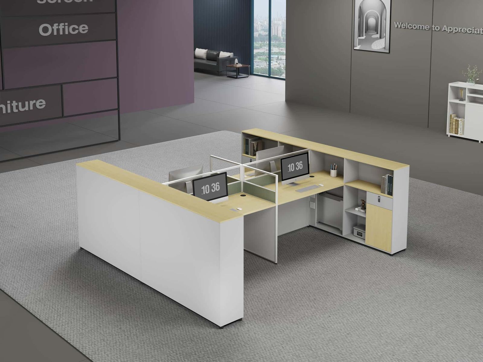 U25A-1514 Modular Office Workstation Partition Desk scene 2