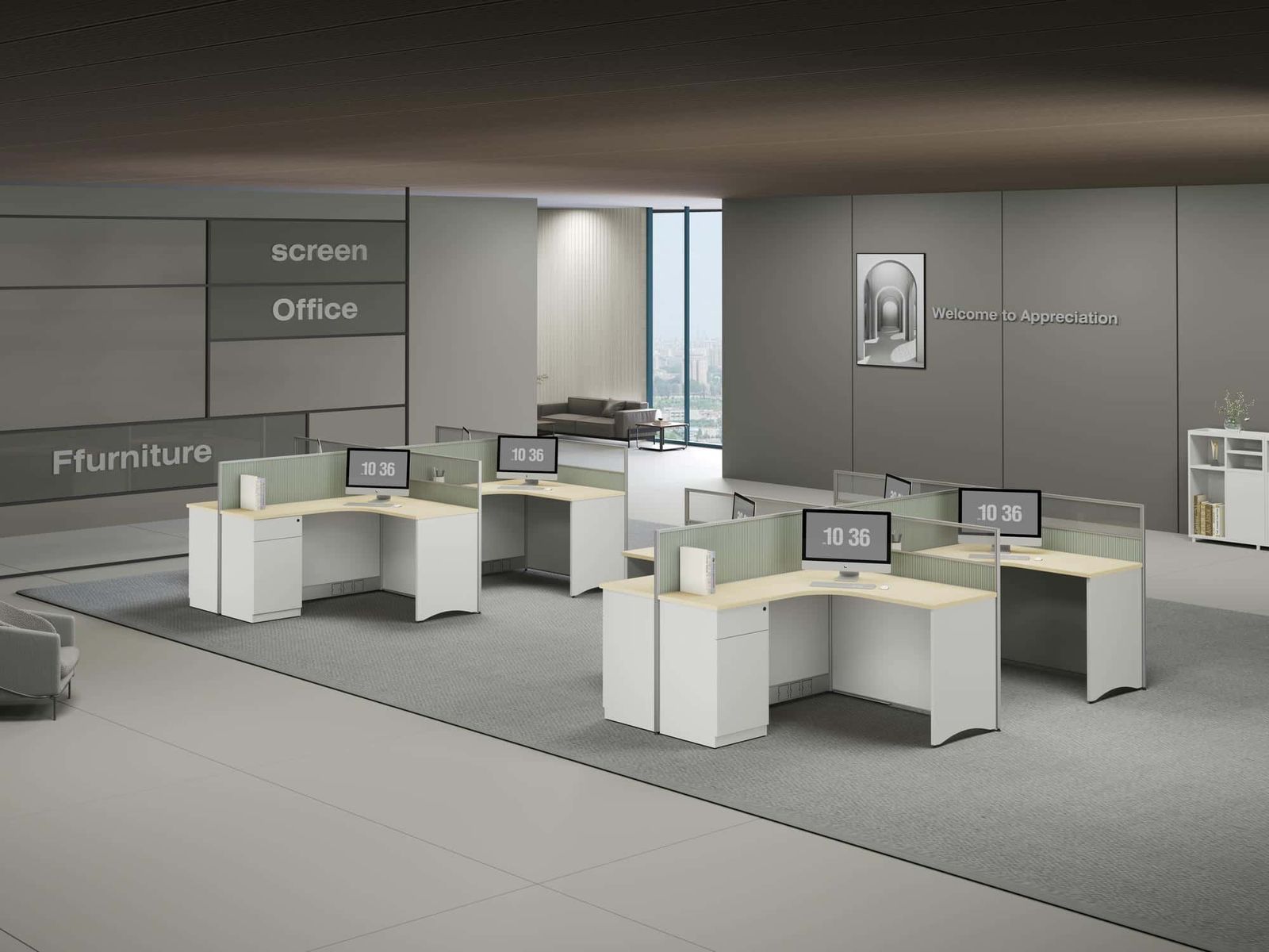 U25A-2412A Modular Office Workstation Partition Desk - Oxidized Silver scene 3 - Ergovari