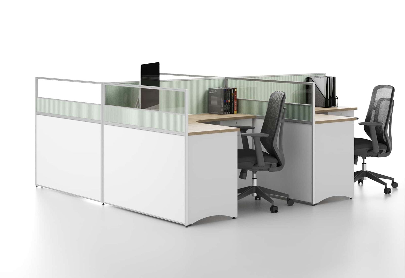 U25A-2412A Modular Office Workstation Partition Desk - Oxidized Silver whitebg 2 - Ergovari