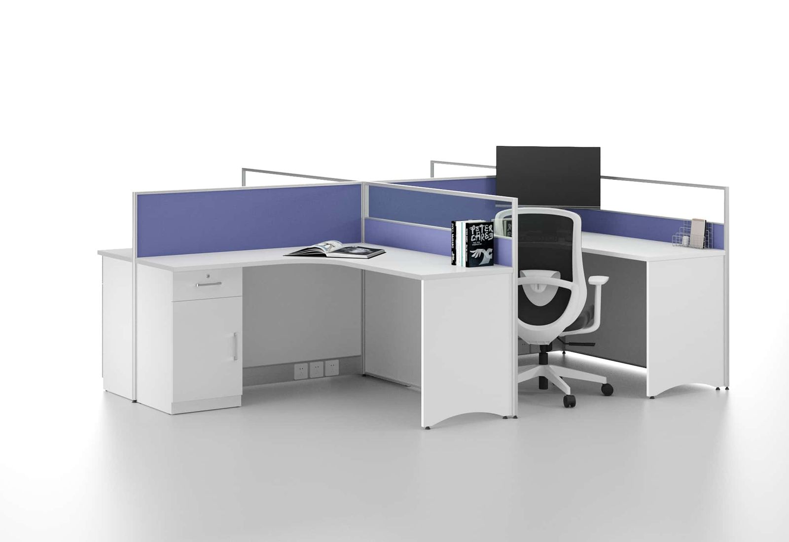 U25A-2412A Modular Office Workstation Partition Desk - Oxidized Silver whitebg 5 - Ergovari