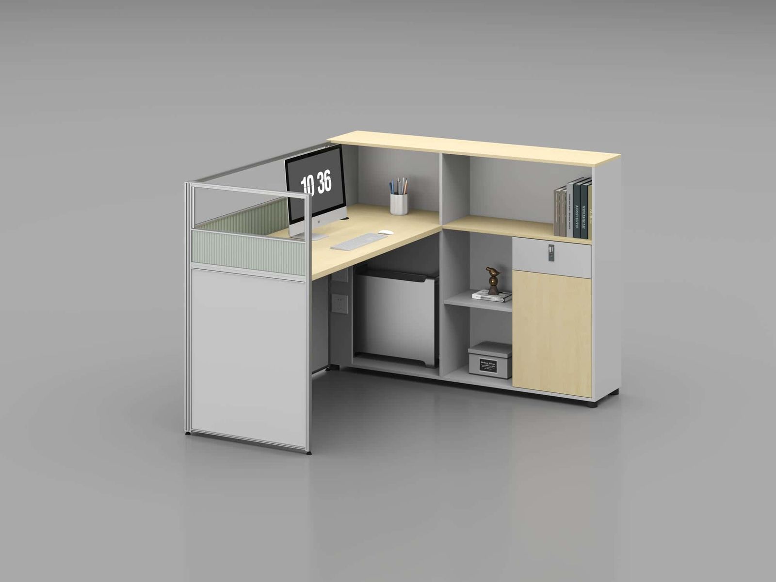 U25A-F1 Modular Office Workstation Partition Desk - Oxidized Silver whitebg 1 - Ergovari